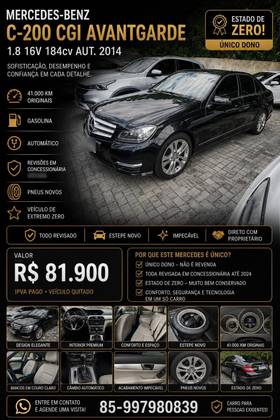 MERCEDES-BENZ C 200 1.8 CGI AVANTGARDE 16V GASOLINA 4P AUTOMÁTICO